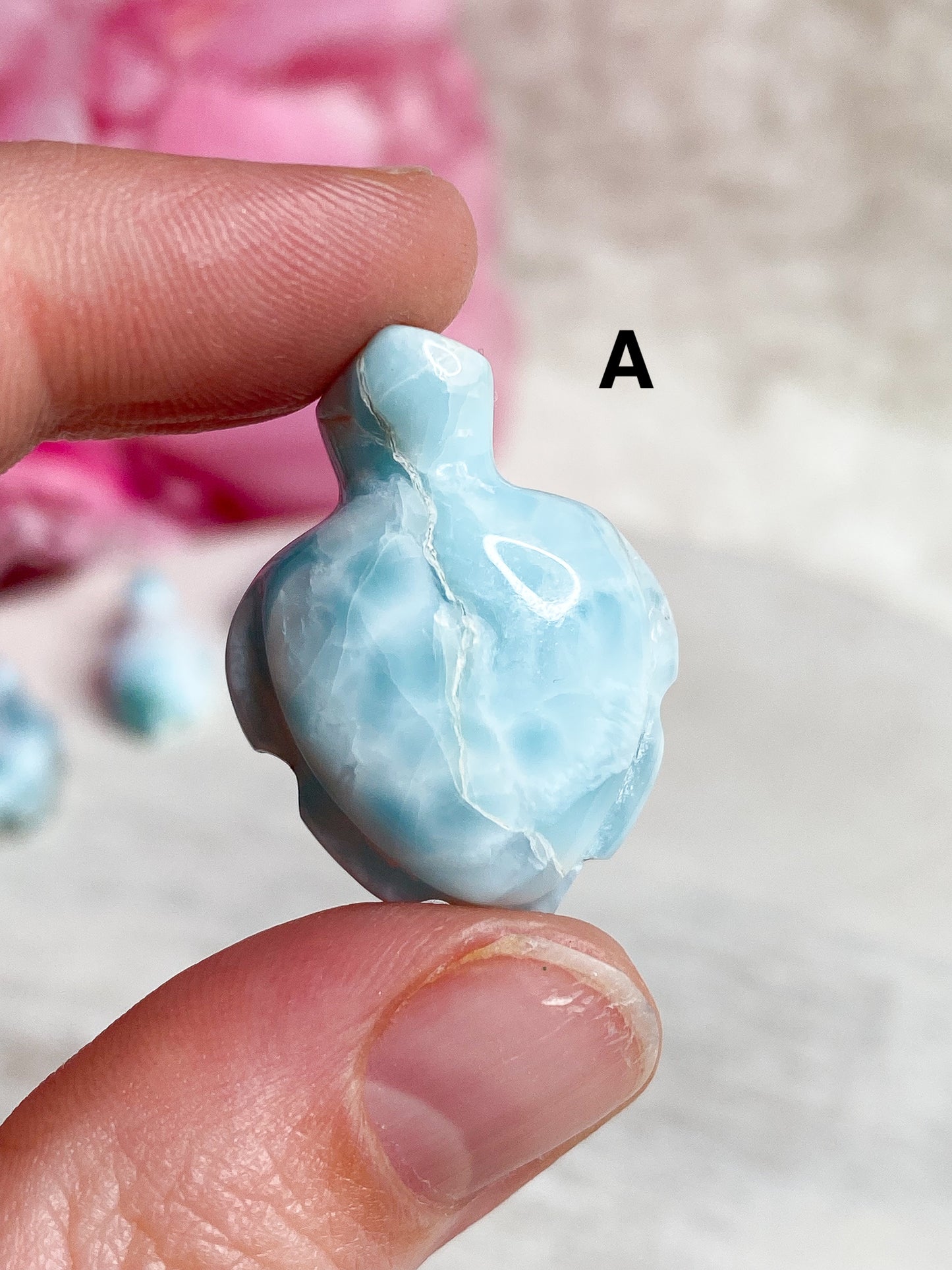 Larimar Turtle Carving