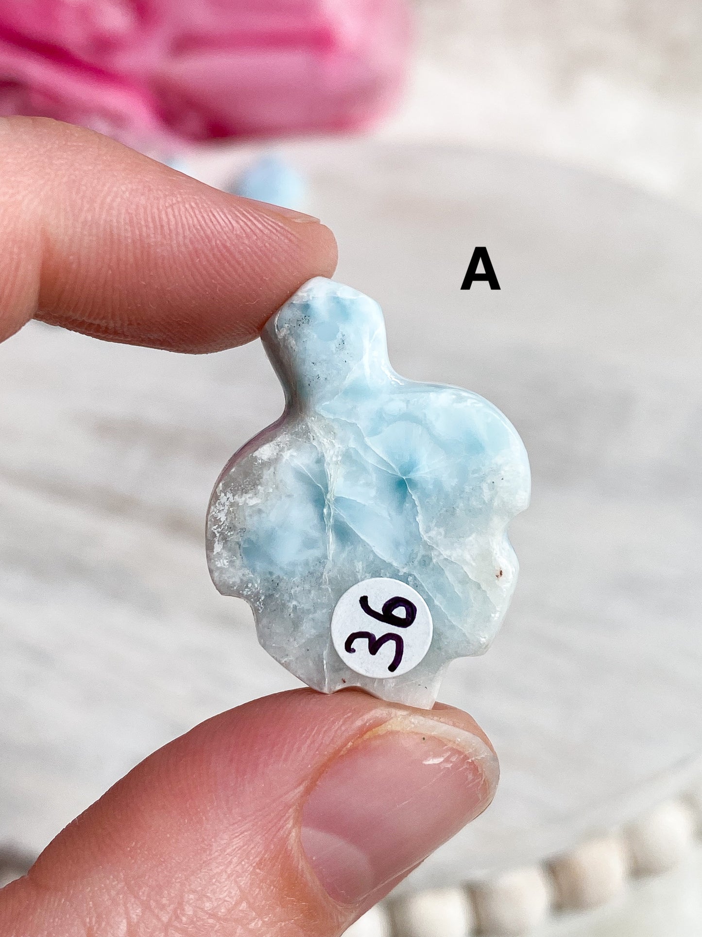 Larimar Turtle Carving