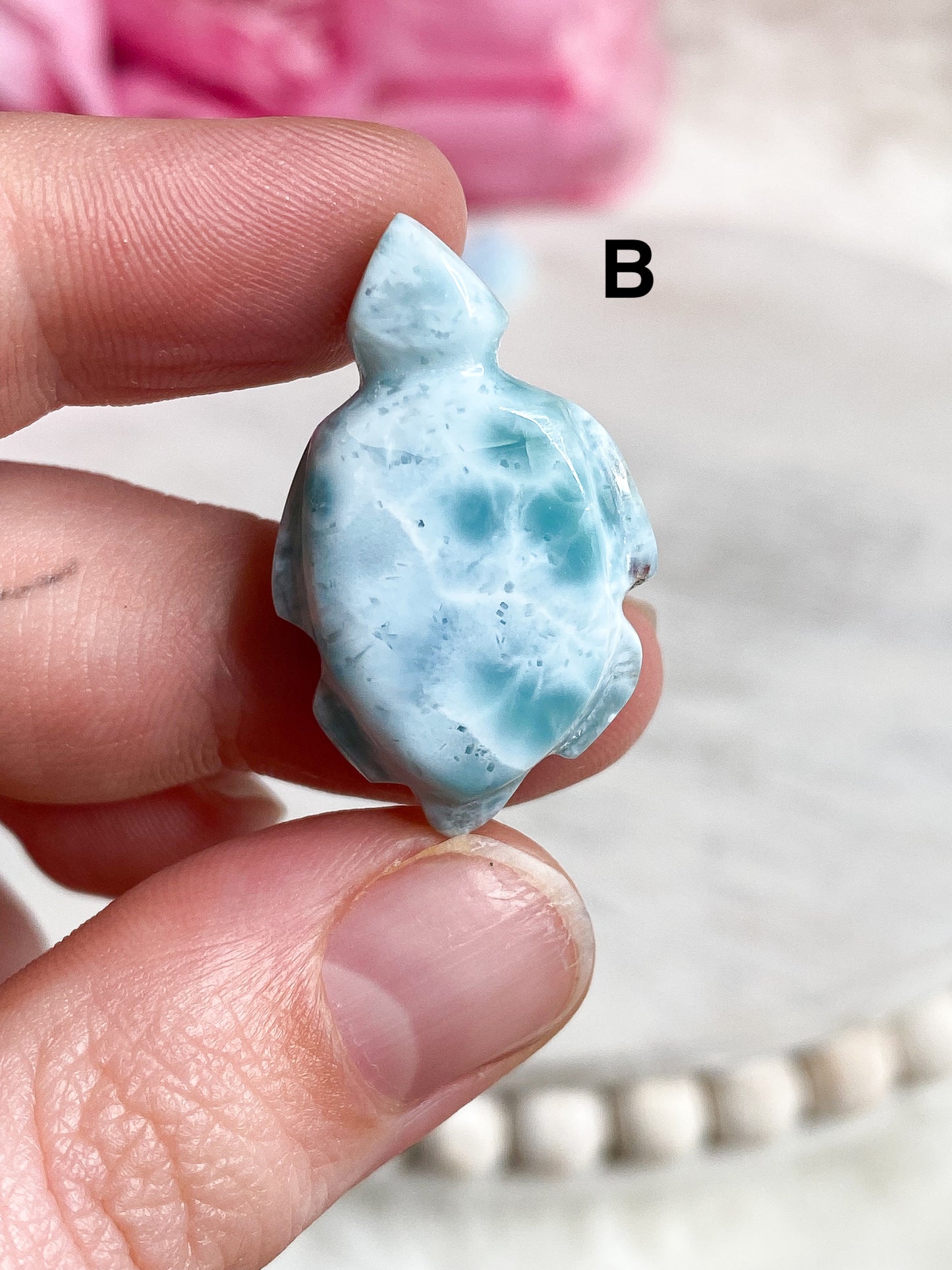 Larimar Turtle Carving