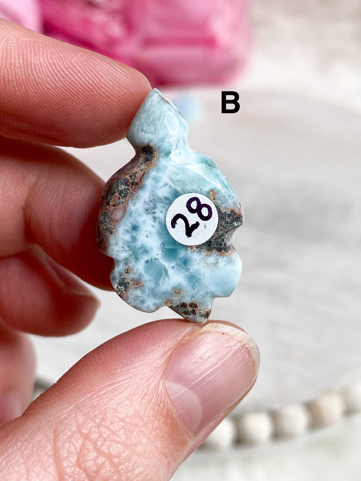 Larimar Turtle Carving