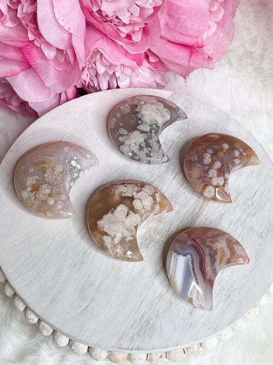 Flower Agate Moon - You Choose