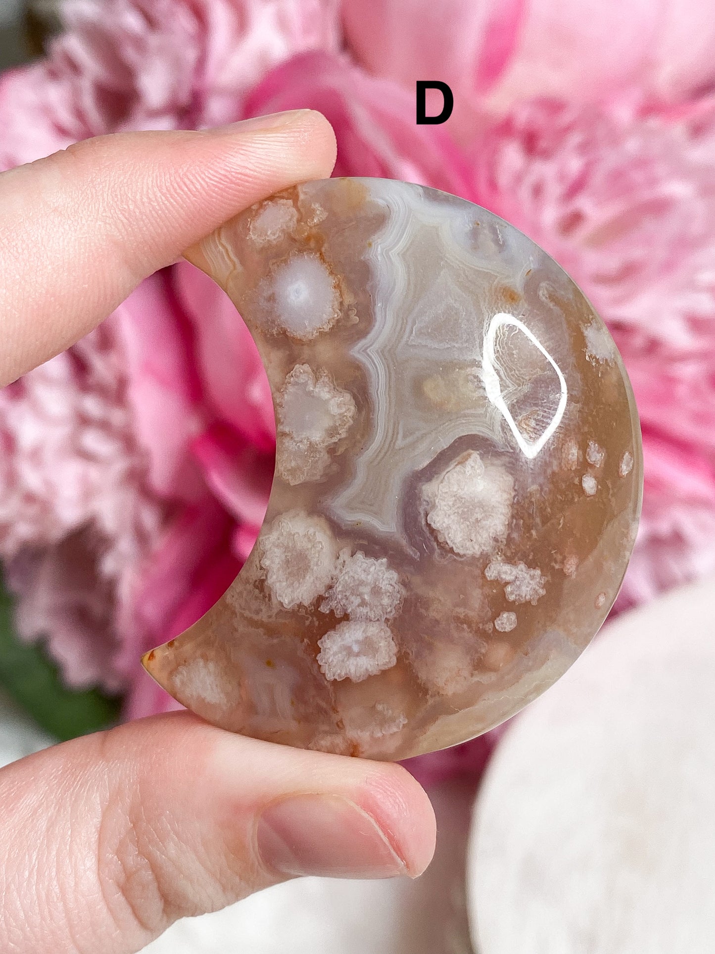 Flower Agate Moon - You Choose