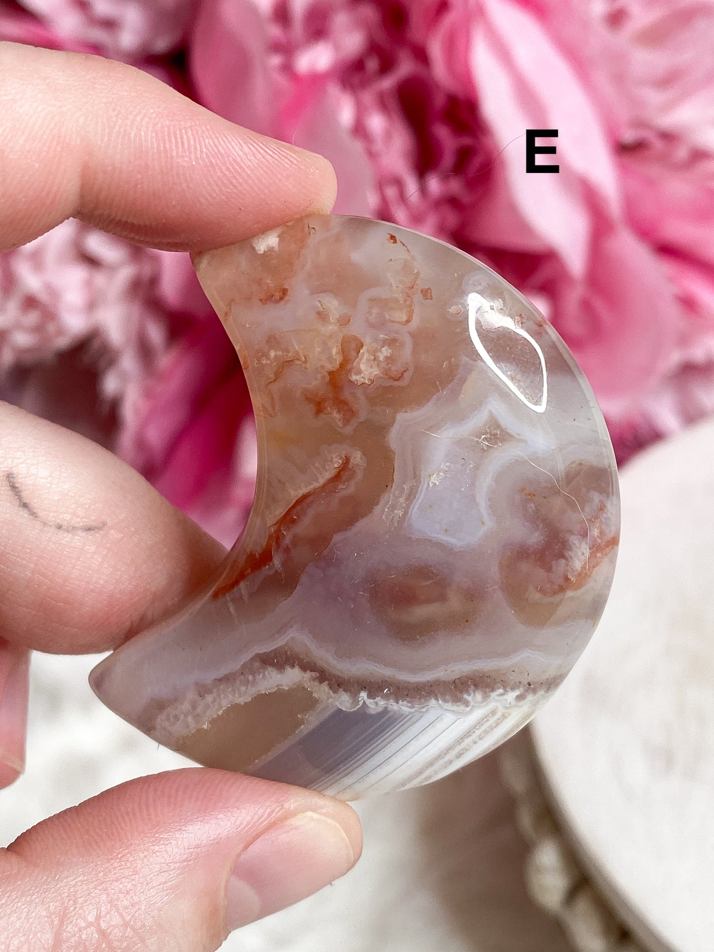 Flower Agate Moon - You Choose