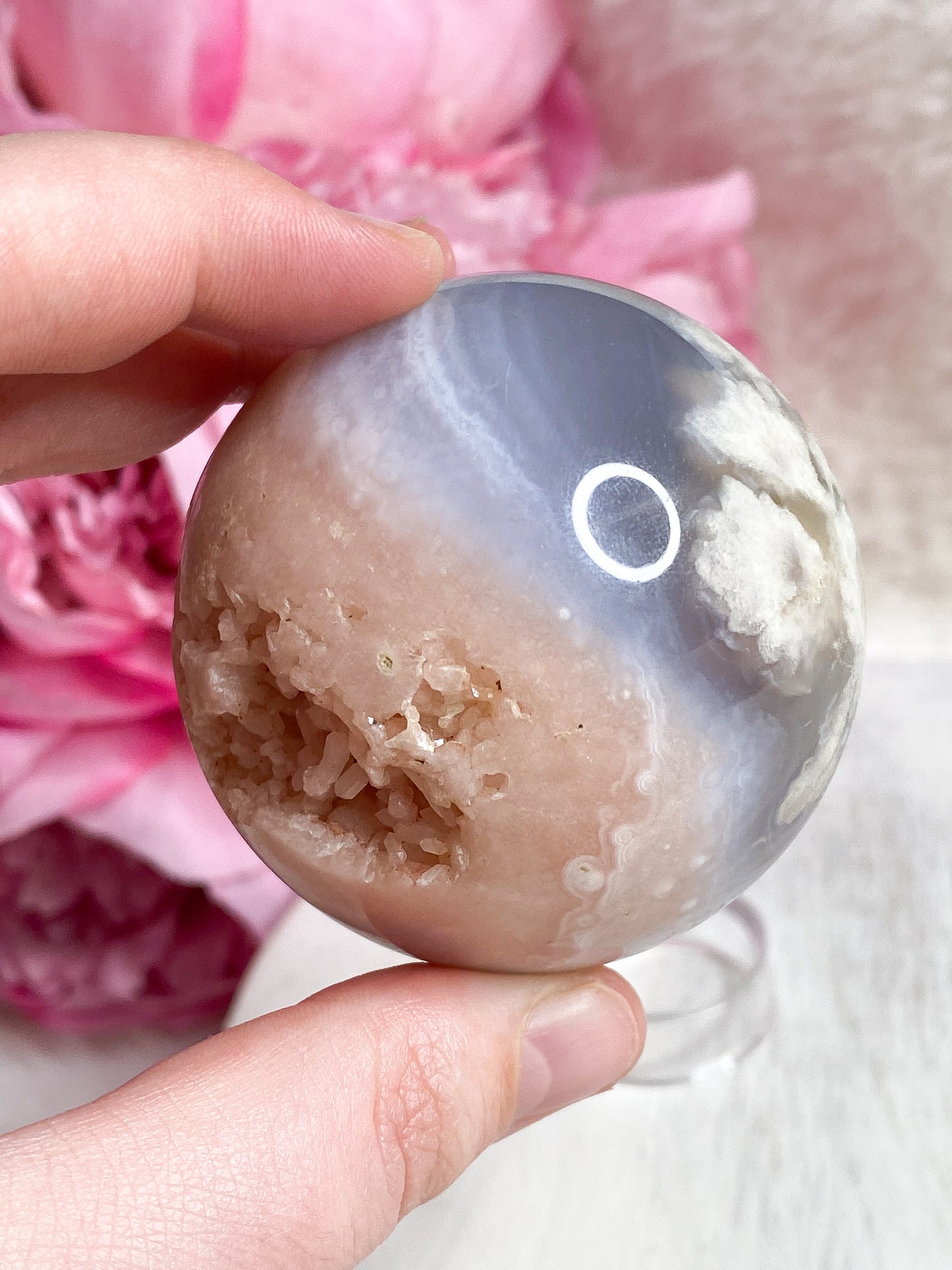 Druzy Pink Amethyst & Flower Agate Sphere