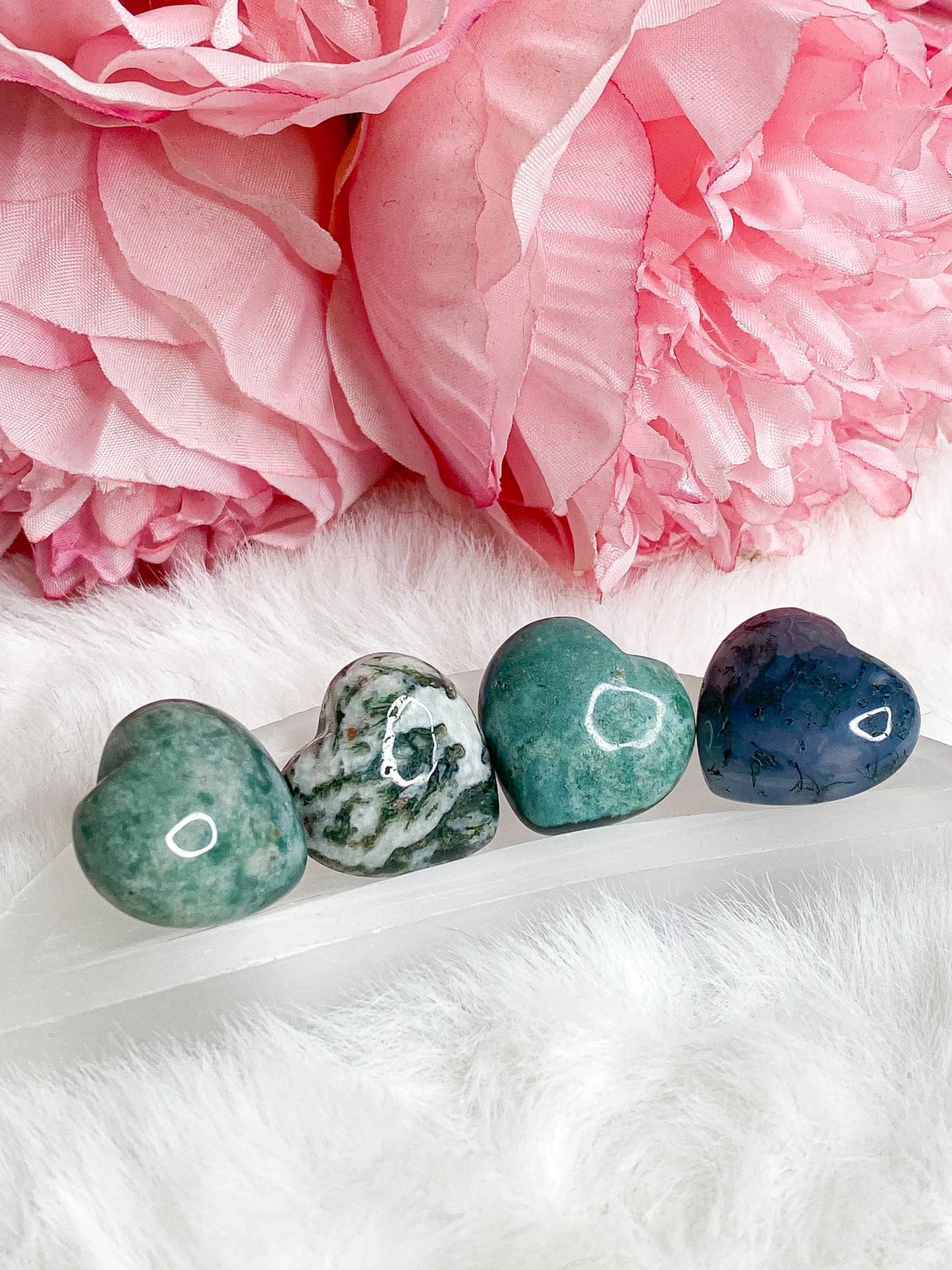 Mini Moss Agate Puffy Heart