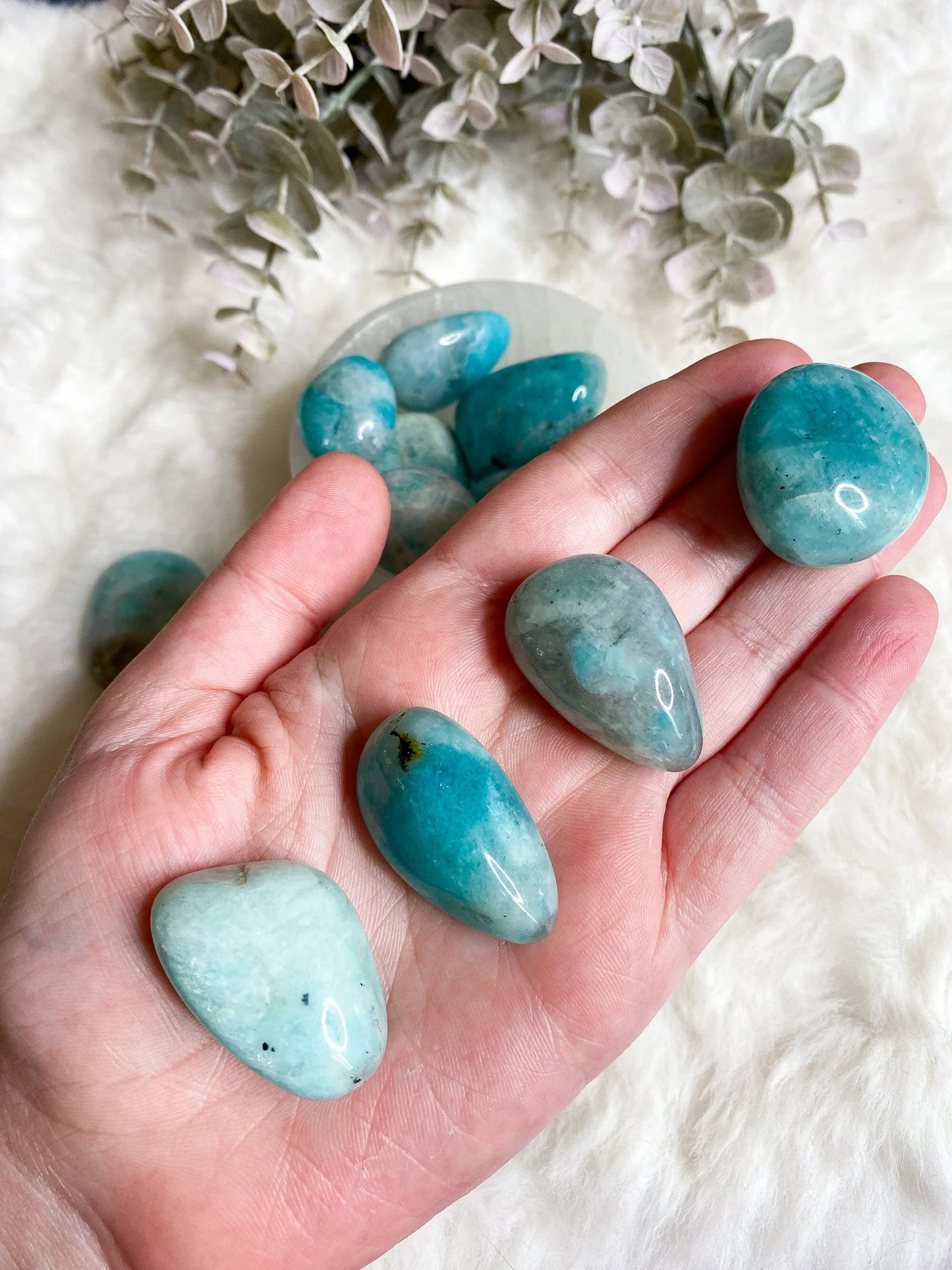 Amazonite With Smoky Quartz Tumble